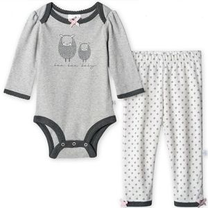 Just Born Organic Baby Girl Bodysuit & Pants Set